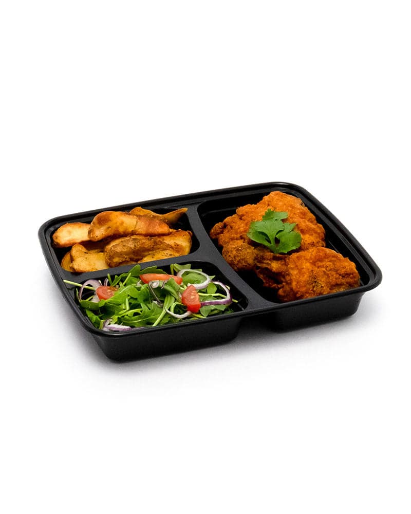3-Compartment Rectangular Plastic Food Containers with Lids - Image 7