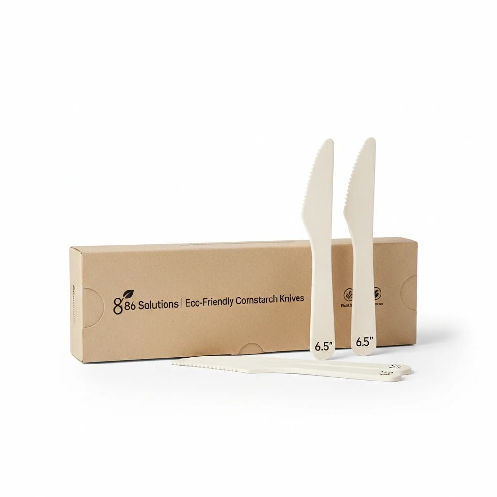 6.5" Eco-Friendly Cornstarch Knives | Heavy-Duty Disposable Cutlery | Case of 1000