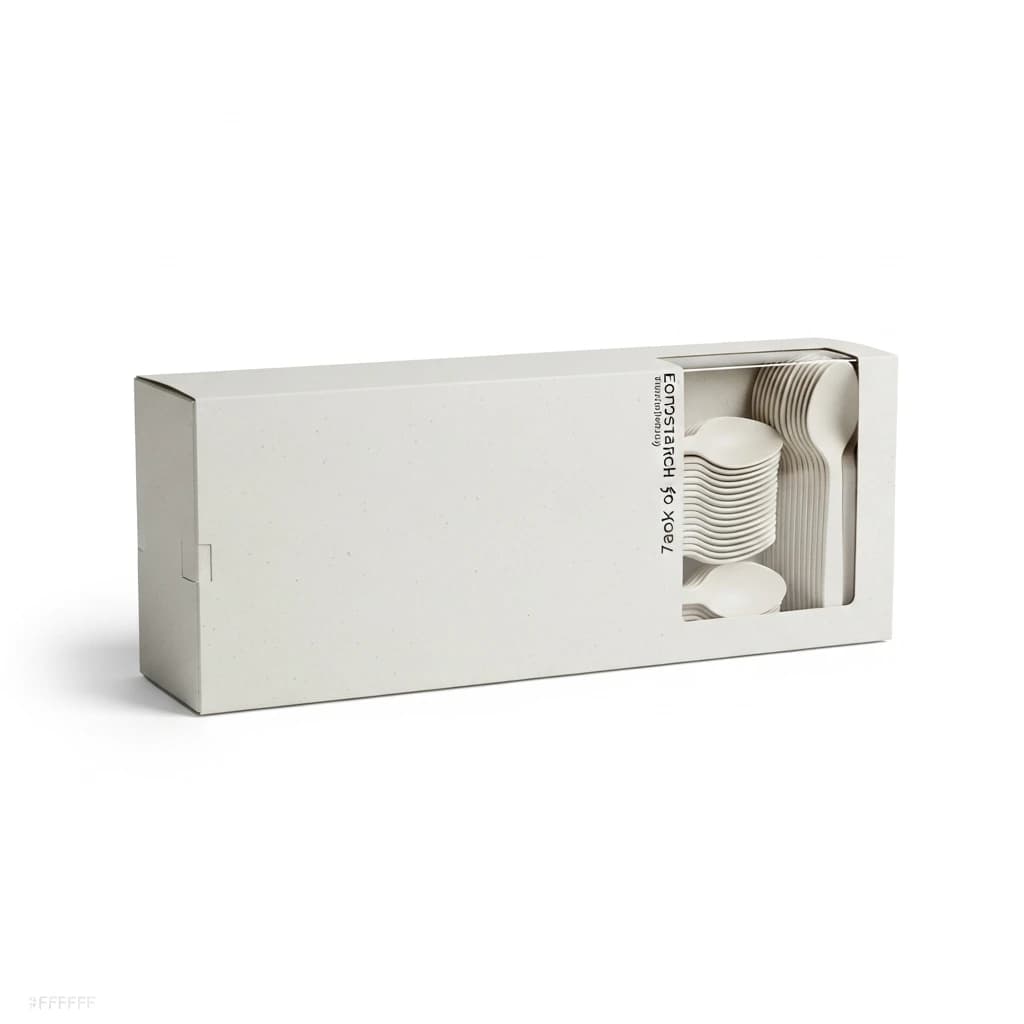 7" Eco-Friendly Compostable Cornstarch Spoons | Bulk Pack of 1000