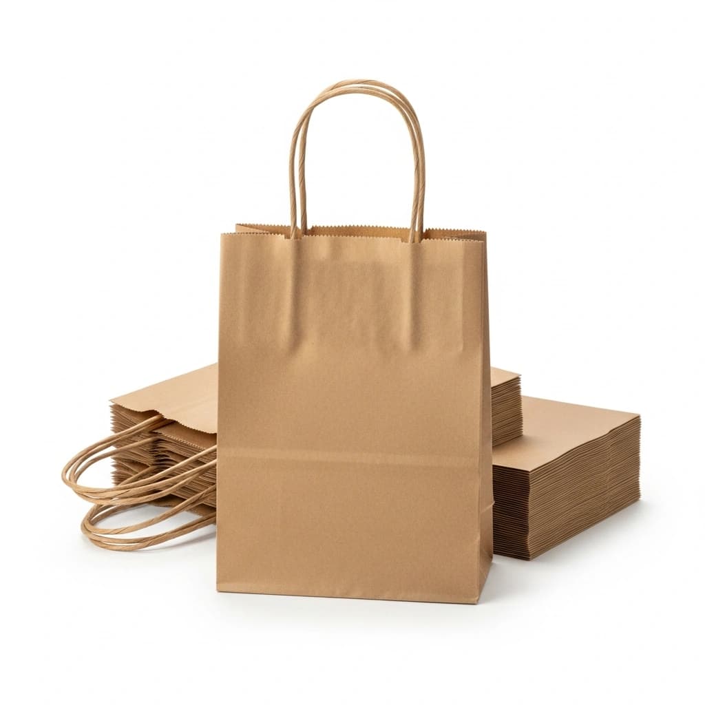 Small Kraft Paper Bags with Twisted Handles (8" x 5" x 11") | 250 Count - Image 1