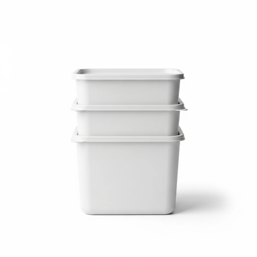 24oz White Rectangular PP Container with Lid | Set of 150