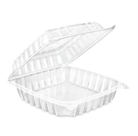 9" x 9" x 3" Clear PET Hinged Clamshell Containers | Pack of 200