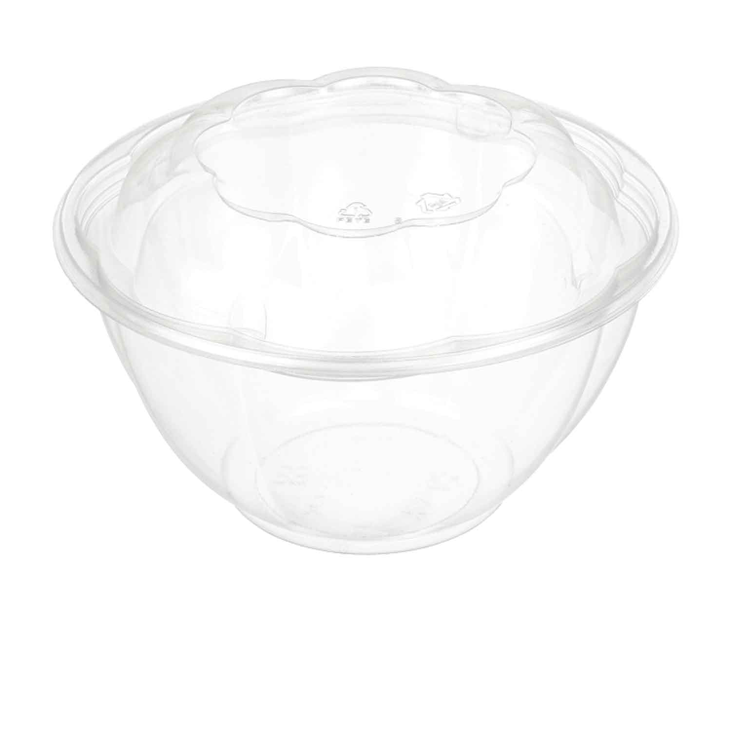 32oz Recyclable PET Rose Bowl Set | Clear Cold Food Containers | 150 Count