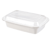 38oz White Rectangular Food Containers with Matching Lids | 150 Sets
