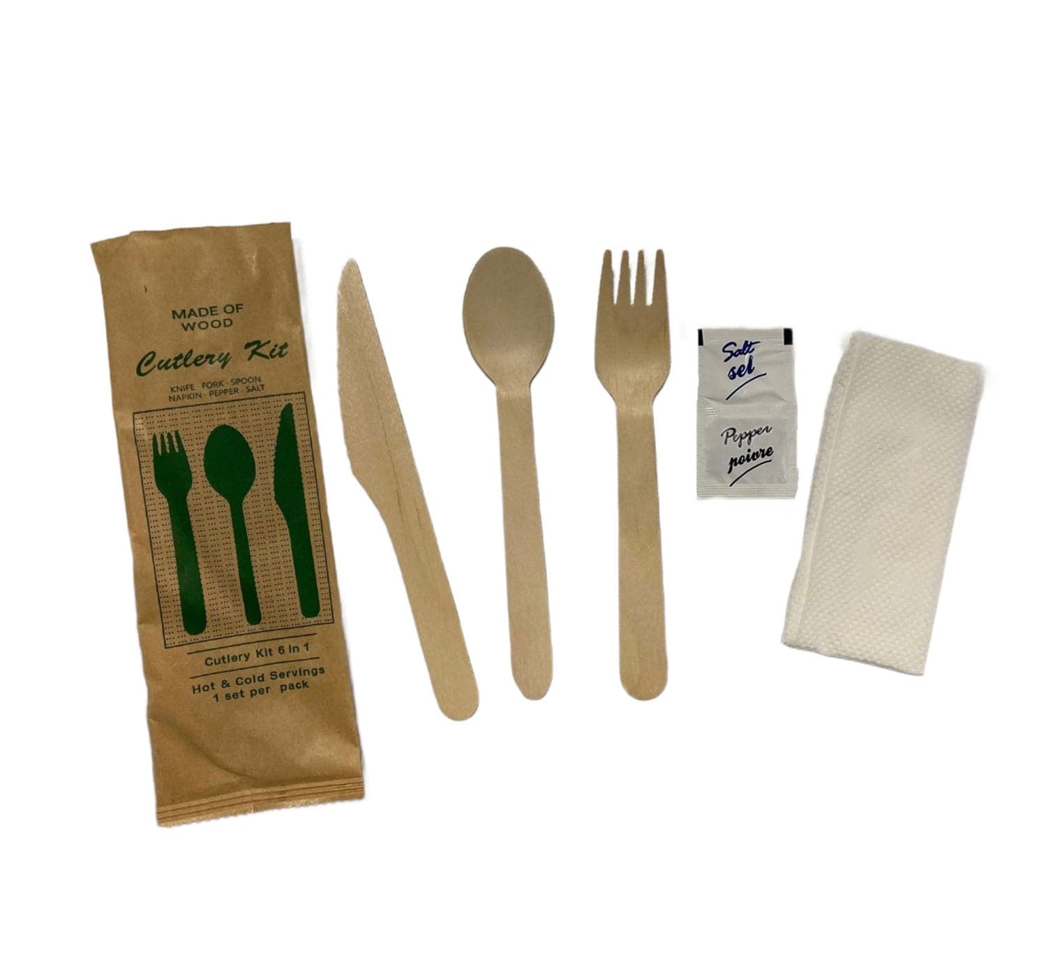 Eco-Friendly Wooden Cutlery 4-in-1 Set | 500 Individual Sets