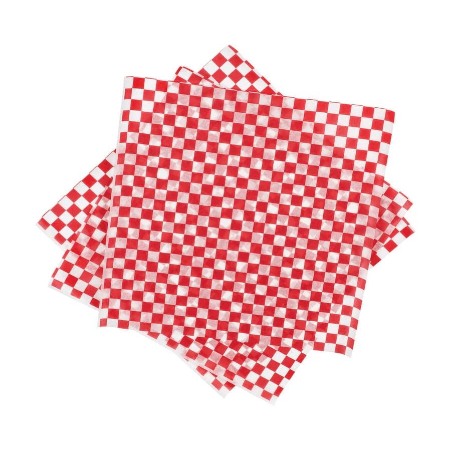 12" x 12" Red Checkered Grease-Resistant Food Liners | Pack of 2000