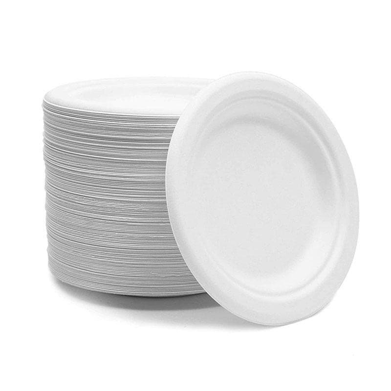 9-Inch Round Biodegradable Sugarcane Bagasse Plate | Bulk Pack of 500 - Image 4