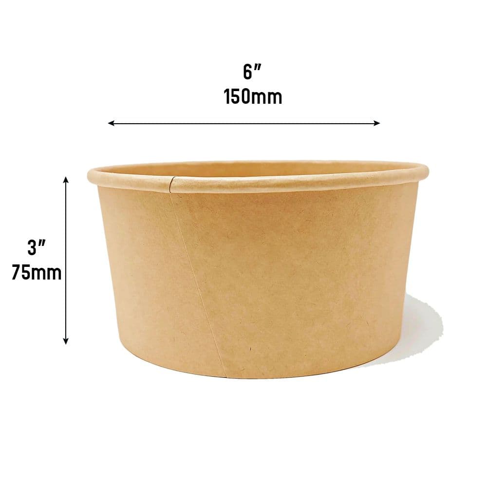 32oz (1000ml) Kraft Round Paper Food Bowl (Base Only) | Pack of 300 - Image 2