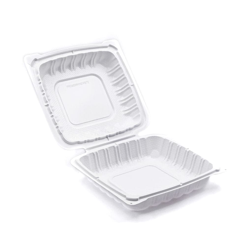 EP-91 9x9x3" Square PP Hinged Clamshell Takeout Container | Pack of 150 - Image 2