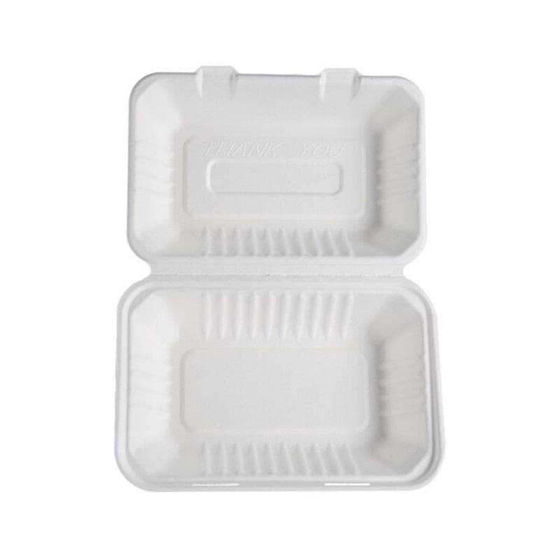 9x6" Biodegradable Sugarcane Bagasse Clamshell Box | Pack of 250 - Image 2