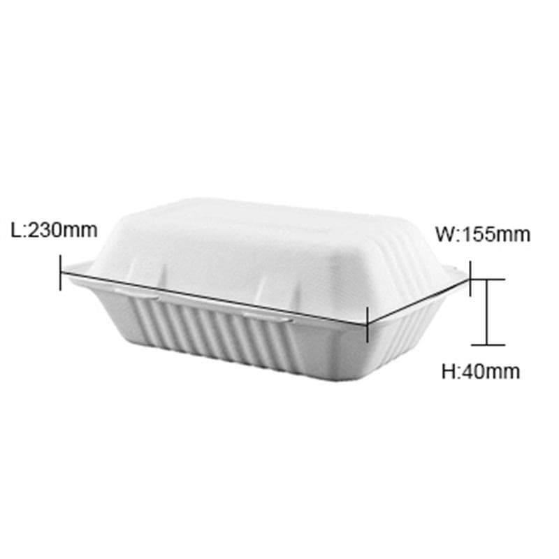 9x6" Biodegradable Sugarcane Bagasse Clamshell Box | Pack of 250 - Image 4
