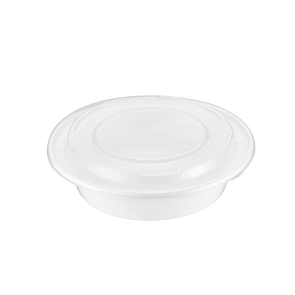 16oz White Round Microwaveable Food Container with Lid | Pack of 150 | RO16W