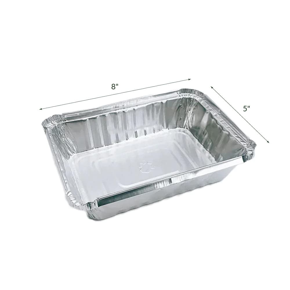 5" x 8" Aluminum Foil Take-Out Containers with Lids | Pack of 500 - Image 3