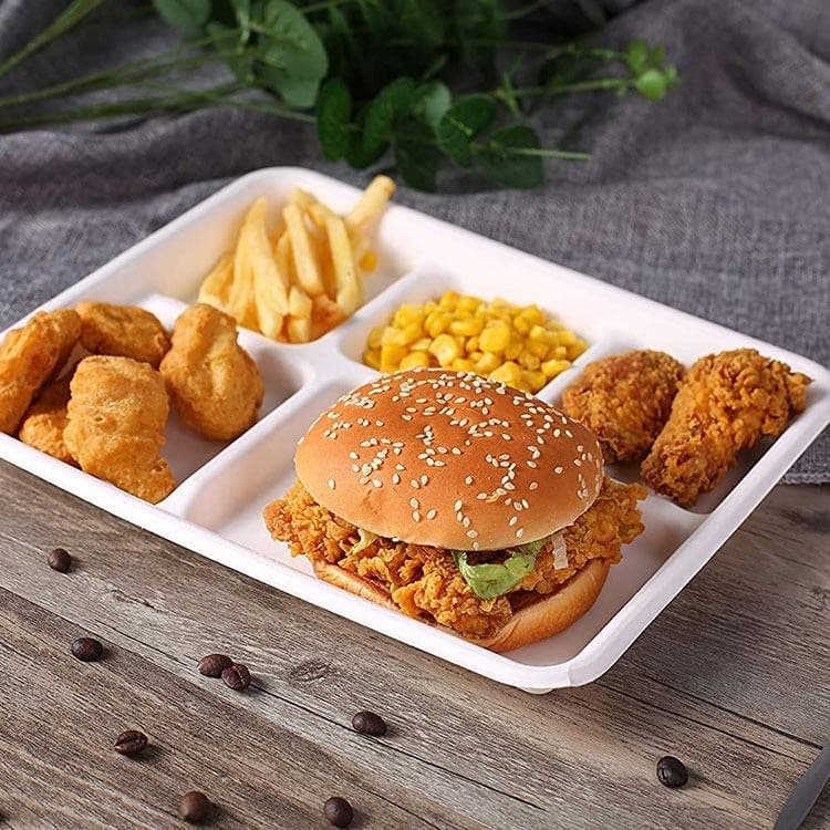 5-Compartment Sugarcane Bagasse Meal Tray | Eco-Friendly | Pack of 500 - Image 3