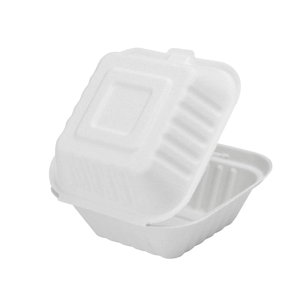 CCS6 | 6x6x3" Square Sugarcane Clamshell Containers | Pack of 500 - Image 2